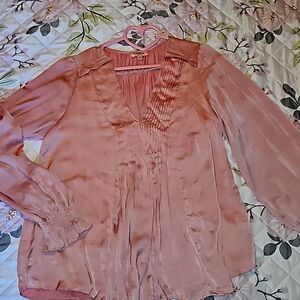 Pink silk boutique blouse size M